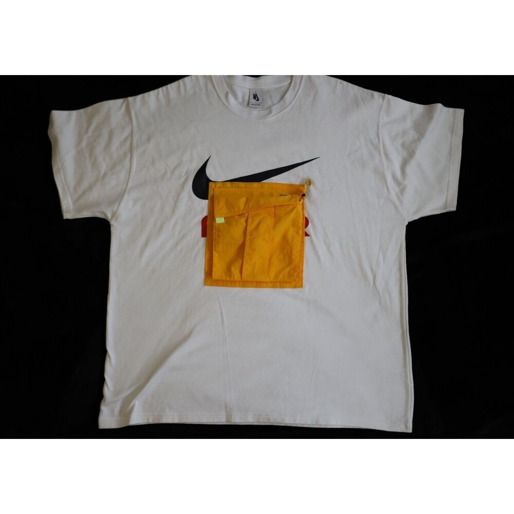 Nike Men’s XL Oversized Swoosh T Shirt White Orange Utility Cargo Pocket 2019